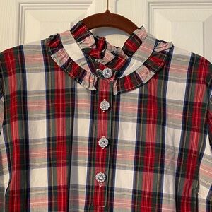 NWT St John’s Bay Red and Green pop over  Plaid Blouse